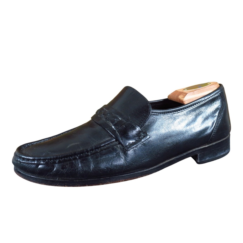 Town Craft 014 1521 Mens Loafers Size‎ 9 D Formal Dress Shoes Black Leather